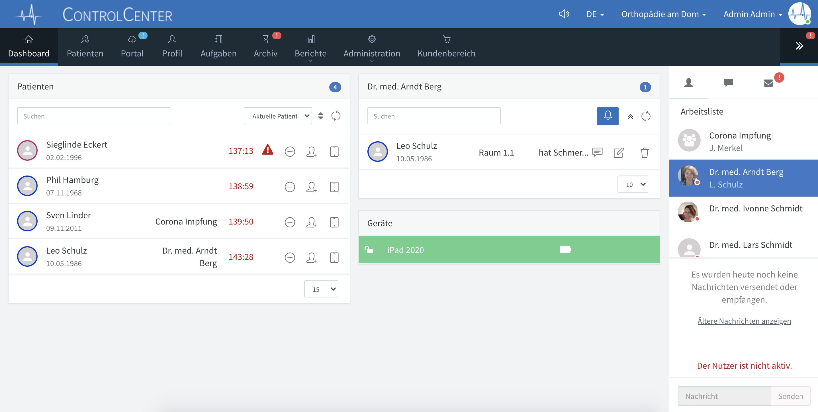 Dashboard Arbeitslisten