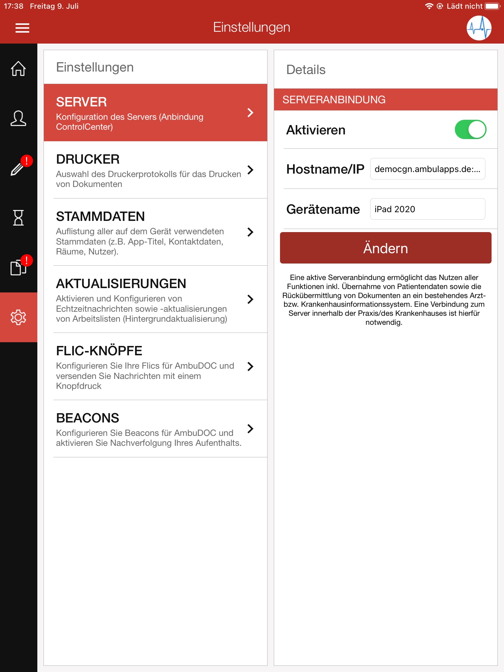 Einstellungen/Server
